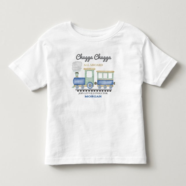 T-shirt Pour Les Tous Petits Garçon de tout âge Train Bleu d'anniversaire Chugg (Devant)