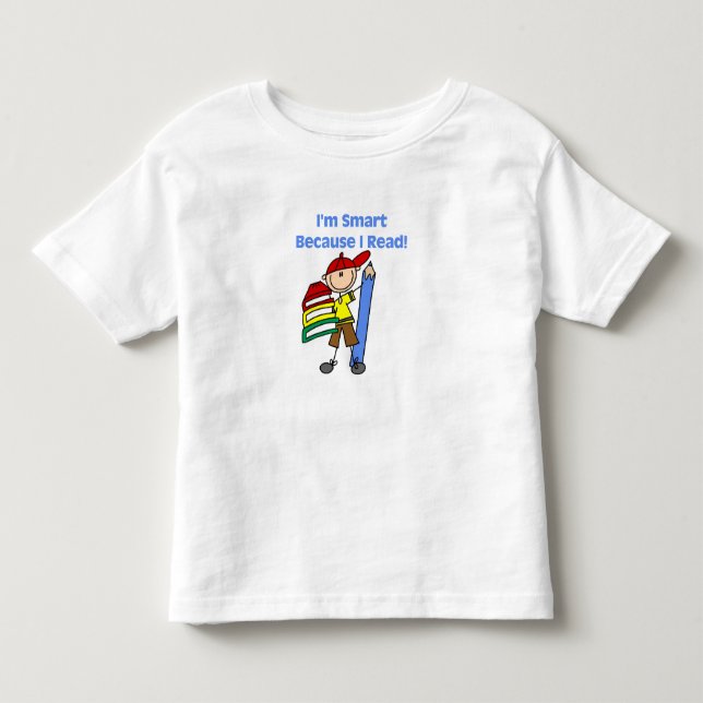 T-shirt Pour Les Tous Petits Garçon intelligent parce que je lis (Devant)