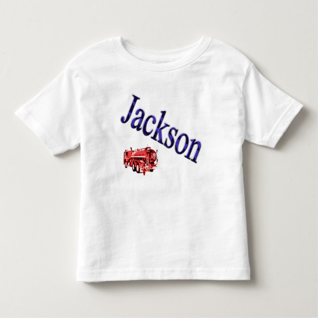 T-shirt Pour Les Tous Petits Garçons appelés Jackson Blue Nom Logo, (Devant)