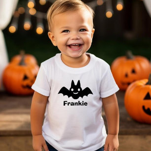 T-shirt Pour Les Tous Petits Garçons Chauve-Souris Noirs Mignons Monogramme Nom