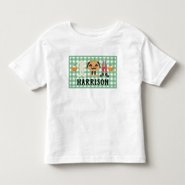 T-shirt Pour Les Tous Petits Garçons Plaid Trick ou traiter Halloween Toddler T (Devant)