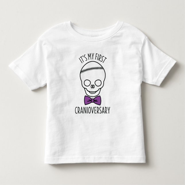 T-shirt Pour Les Tous Petits Garçons premier crâne cranioversaire avec Bowtie (Devant)