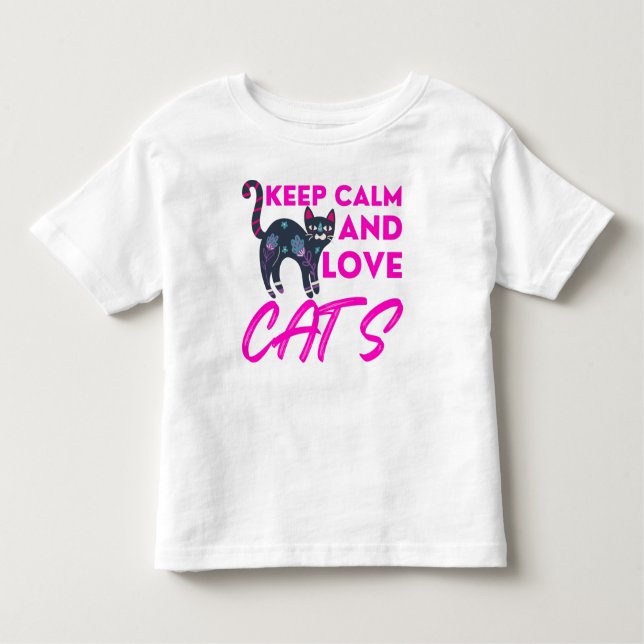 T-shirt Pour Les Tous Petits Gardez Le Calme Et L'Amour Chats Noël (Devant)
