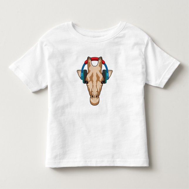 T-shirt Pour Les Tous Petits Girafe at Music with Headphone (Devant)