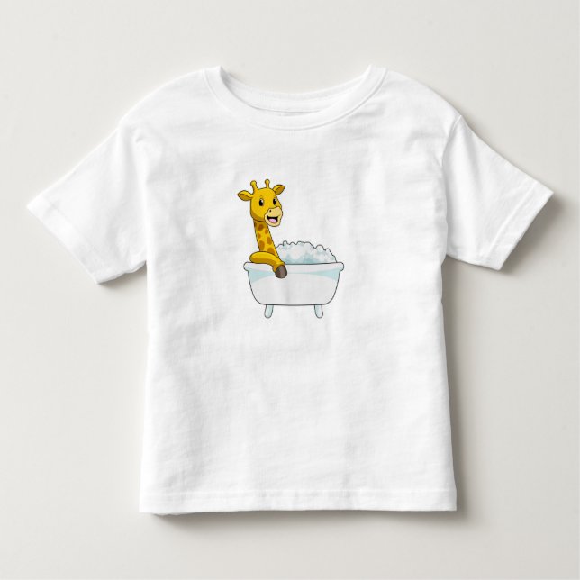 T-shirt Pour Les Tous Petits Girafe avec baignoire avec mousse (Devant)