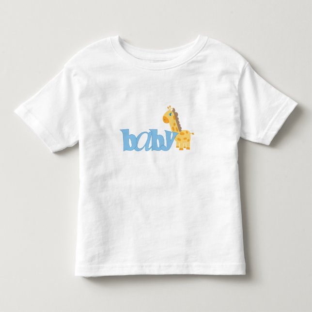 T-shirt Pour Les Tous Petits Girafe de bébé (bleue) (Devant)