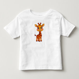 T-shirt Pour Les Tous Petits Girafe de dessin animé mignon debout avec joie