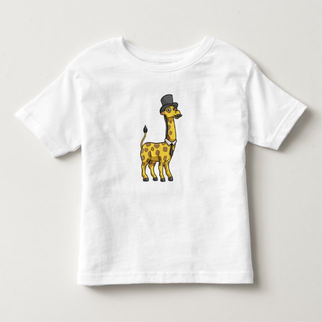 T-shirt Pour Les Tous Petits Girafe en gentleman avec chapeau, cravate et moust (Devant)