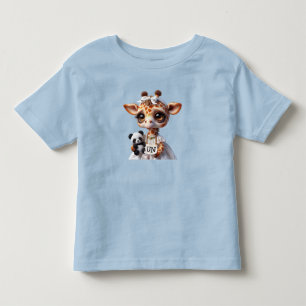 T-shirt Pour Les Tous Petits Giraffe avec un panda