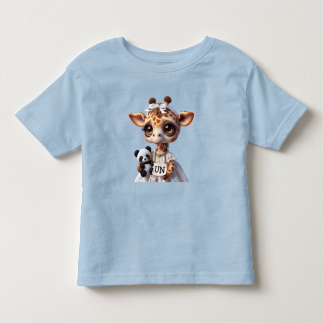 T-shirt Pour Les Tous Petits Giraffe avec un panda (Devant)