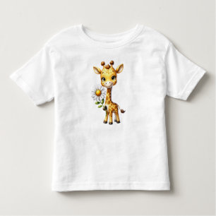 T-shirt Pour Les Tous Petits Giraffe bébé mignonne avec Fleur marguerite-88681