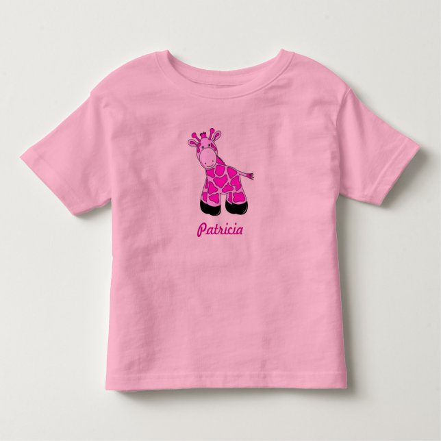 T-shirt Pour Les Tous Petits Giraffe de bébé rose (Devant)
