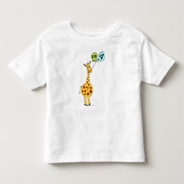 T-shirt Pour Les Tous Petits Giraffe du 4e anniversaire (Devant)