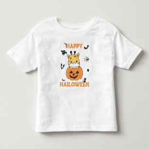 T-shirt Pour Les Tous Petits Giraffe En Giraffes Cute Citrouille Joyeux Hallowe