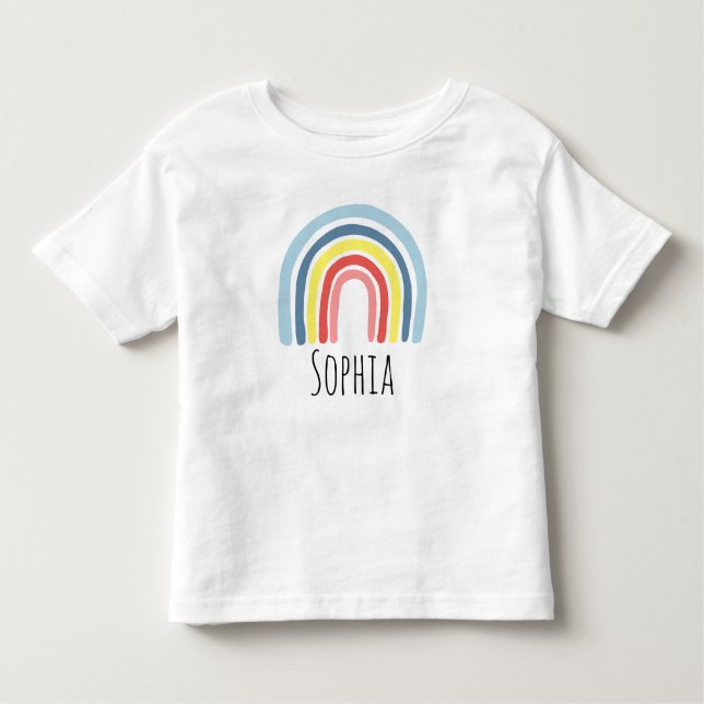 T-shirt Pour Les Tous Petits Girls Cute Modern Magic Rainbow Dessin & Name (Devant)