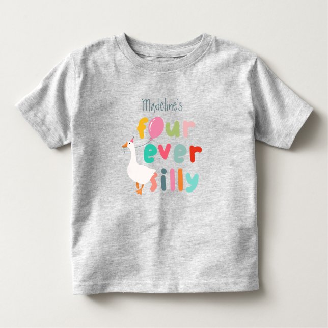 T-shirt Pour Les Tous Petits Girls Four Ever Silly Farm Goose 4th Birthday (Devant)