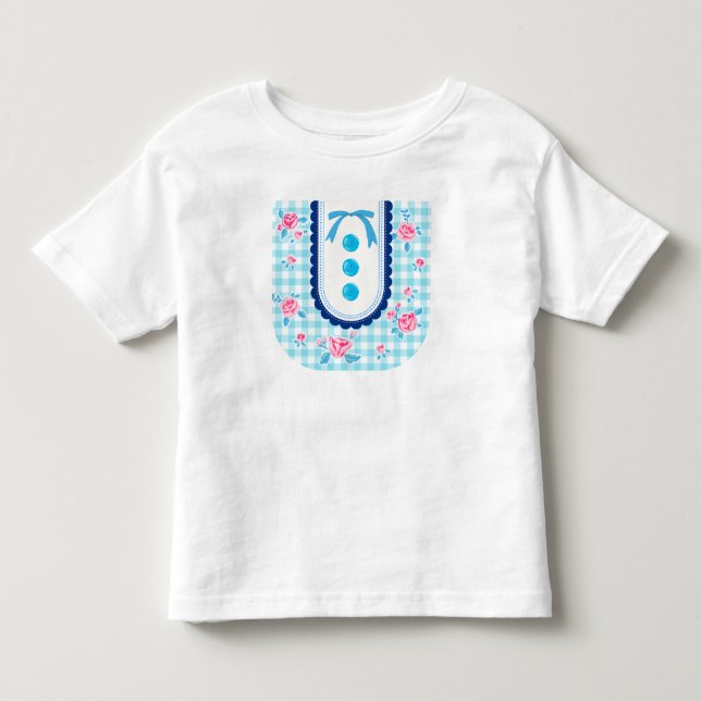 T-shirt Pour Les Tous Petits Girly gingham check pattern with cute ribbon (Devant)