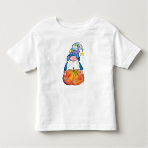 T-shirt Pour Les Tous Petits Gnome d'automne blanc mignonne avec Citrouille