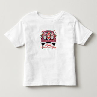T-shirt Pour Les Tous Petits gnomes-valentine-mignons-camion-rose-joyeuse-saint