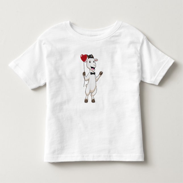 T-shirt Pour Les Tous Petits Goat as Groom avec Heart Balloon (Devant)