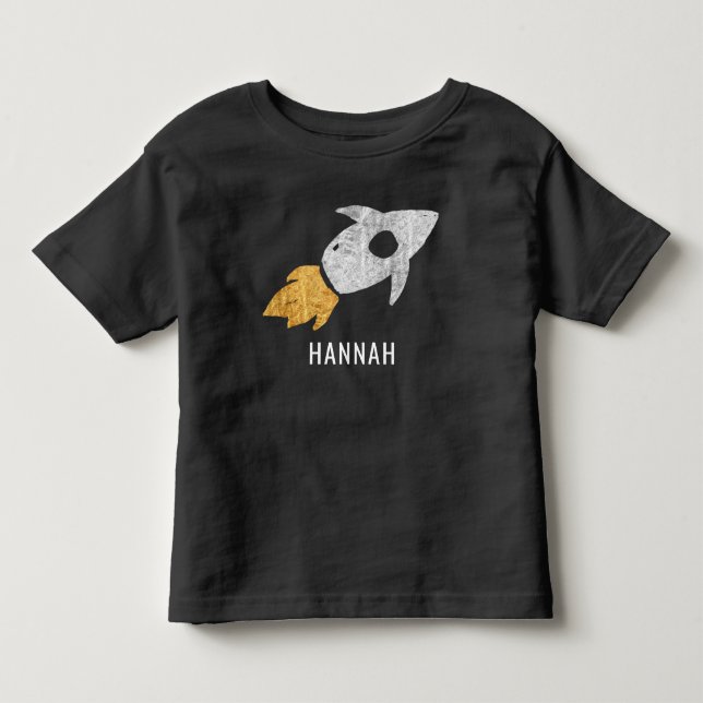 T-shirt Pour Les Tous Petits Gold Argent Rocket Espace extra-atmosphérique Enfa (Devant)
