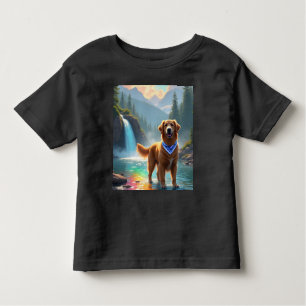 T-shirt Pour Les Tous Petits Golden Retriever dans un Imaginaire Rainbow River