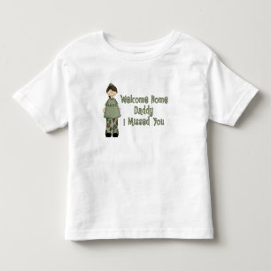 T-shirt Pour Les Tous Petits Gosse à la maison bienvenu d'armée de papa (fill