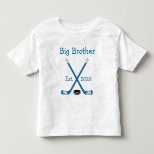 T-shirt Pour Les Tous Petits Grand frère bleu de hockey pour bébé personnalisé