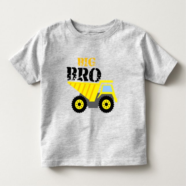 T-shirt Pour Les Tous Petits Grand-frère camion de construction benne jaune (Devant)