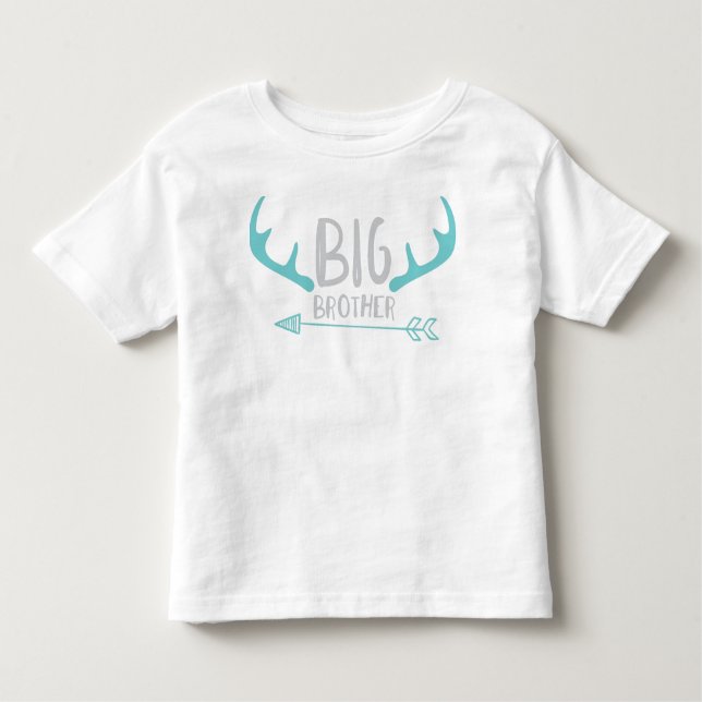 T-shirt Pour Les Tous Petits Grand Frère, Frère Aîné, Bois de Cerf, Flèche (Devant)