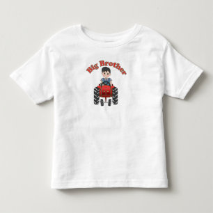T-shirt Pour Les Tous Petits Grand Frère Tracteur Rouge