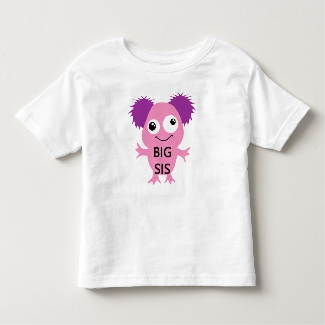T-shirt Pour Les Tous Petits Grand Soeur Rose Monster (Devant)