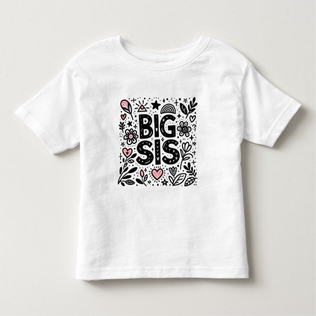 T-shirt Pour Les Tous Petits Grande Sœur Fièr - Célébration Florale (Devant)