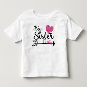 T-shirt Pour Les Tous Petits Grande Soeur Finalement Rose Heart Arrow Raglan