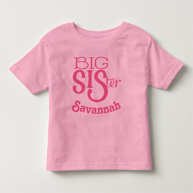 T-shirt Pour Les Tous Petits Grande soeur rose de framboise foncée personnalisé (Devant)
