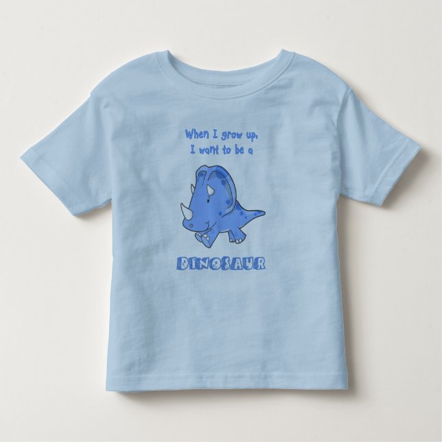 T-shirt Pour Les Tous Petits grandissez le bleu de dinosaure (Devant)