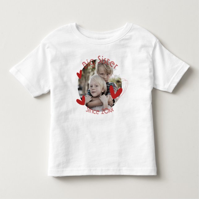 T-shirt Pour Les Tous Petits Grands frères et soeurs Photo Coeur Mignon (Devant)