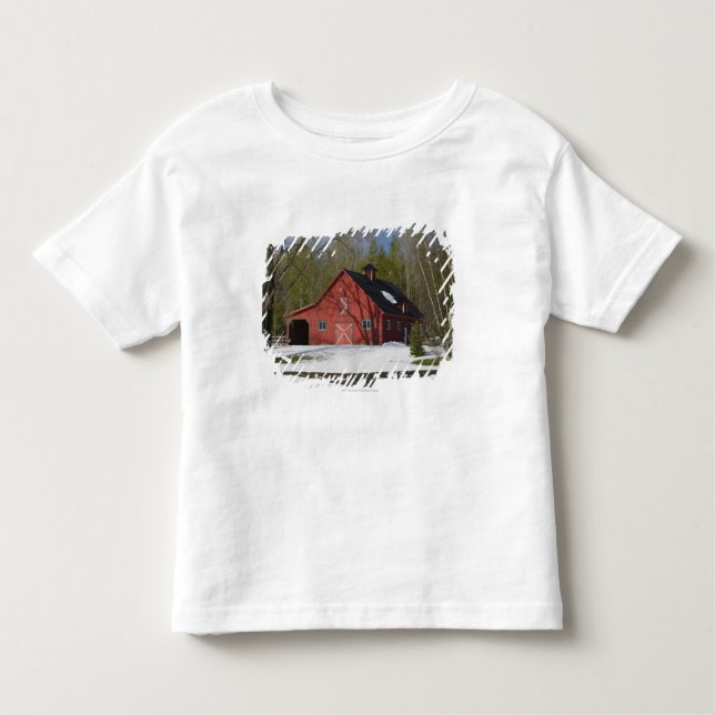 T-shirt Pour Les Tous Petits Grange rouge en hiver (Devant)