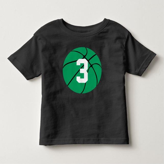 T-shirt Pour Les Tous Petits Green Basketball Kid Custom Jersey Numéro Toddler (Devant)