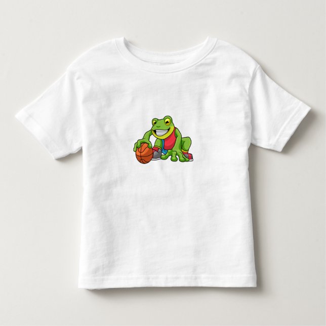 T-shirt Pour Les Tous Petits Grenouille aux sports avec basket-ball (Devant)