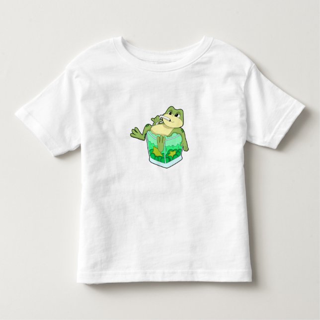 T-shirt Pour Les Tous Petits Grenouille avec verre de jus (Devant)