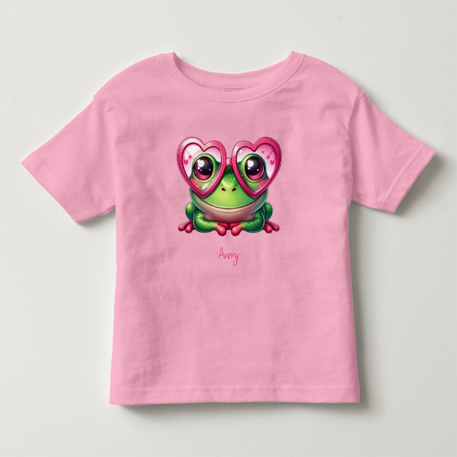T-shirt Pour Les Tous Petits Grenouille mignonne portant des lunettes cardiaque (Devant)