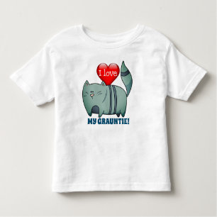 T-shirt Pour Les Tous Petits Grey Kitty & Heart "J'aime ma Grauntie !"  