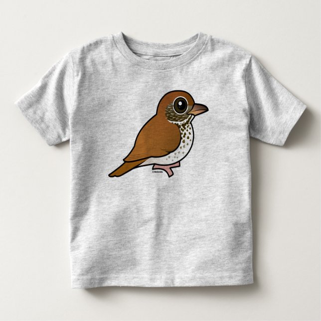 T-shirt Pour Les Tous Petits Grive en bois de Birdorable (Devant)