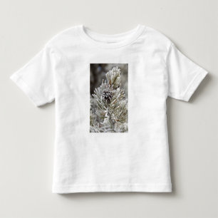 T-shirt Pour Les Tous Petits Gros plan sur un cône de pin gelé, Yellowstone