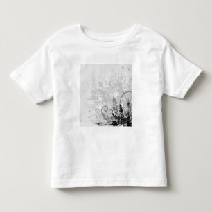 T-shirt Pour Les Tous Petits Grunge Floral Design - Gray clair B&W