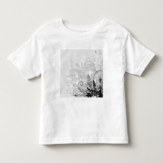 T-shirt Pour Les Tous Petits Grunge Floral Design - Gray clair B&W (Devant)