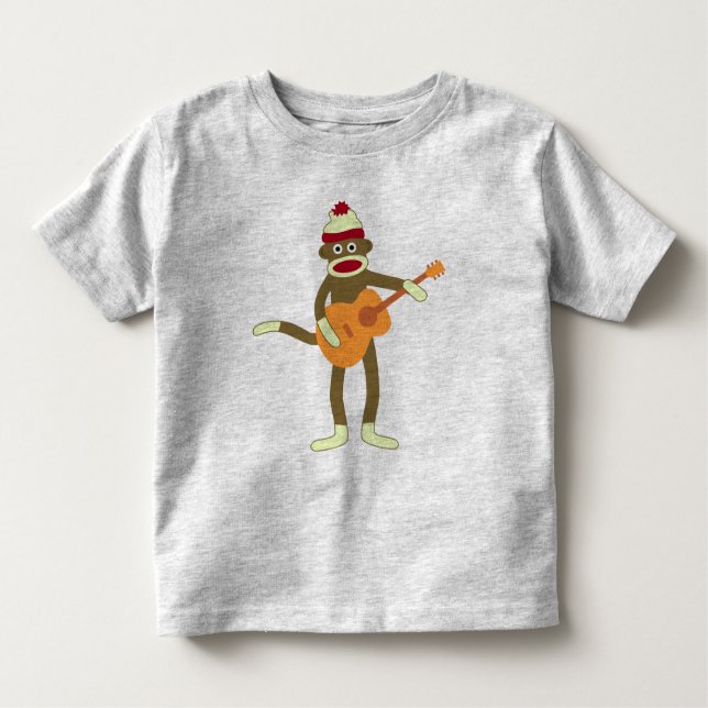 T-shirt Pour Les Tous Petits Guitare acoustique de singe de chaussette (Devant)