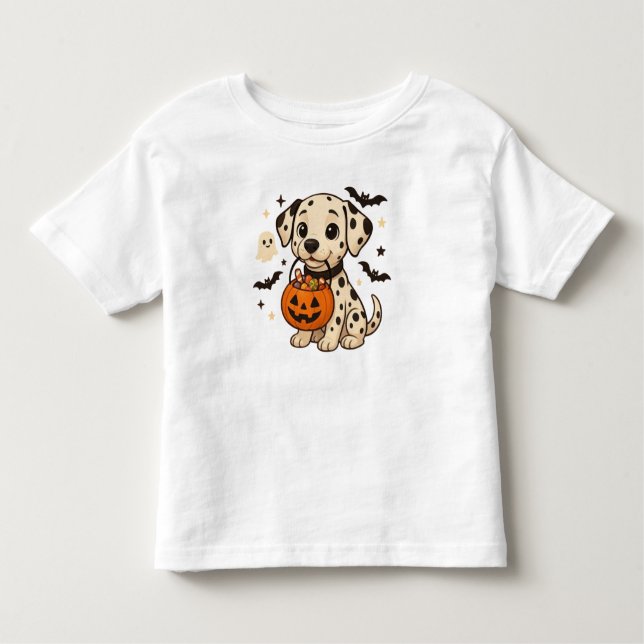 T-shirt Pour Les Tous Petits Halloween Chien Dalmatien Trick ou traitement (Devant)