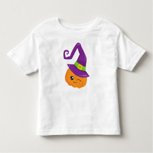 T-shirt Pour Les Tous Petits Halloween, Citrouille, Casquette De Sorcière, Tric